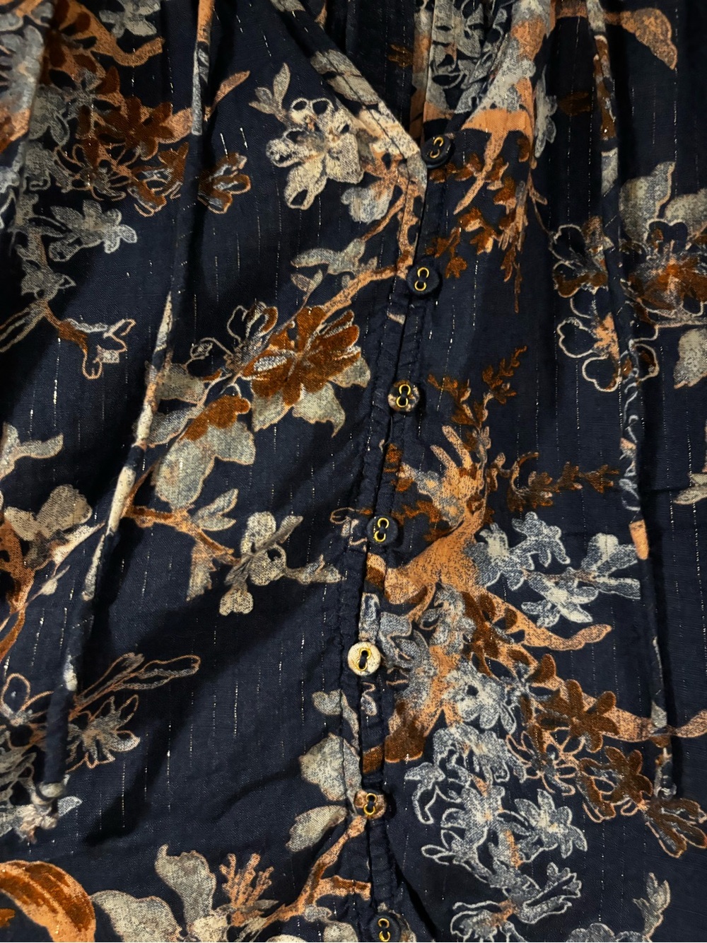 By Anthropologie Long-Sleeve Smocked Jacquard Top Medium Puff Sleeve - Picture 9 of 11